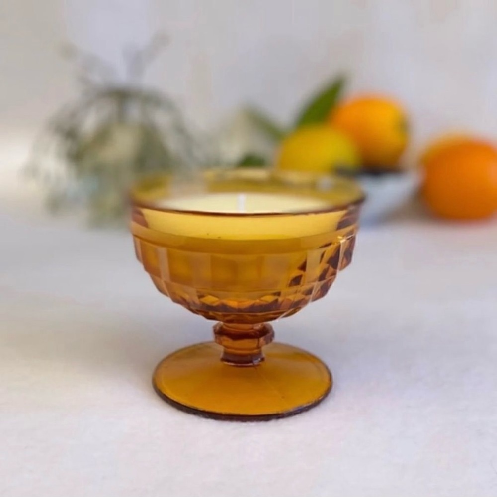 Hand Poured Soy Candle Vintage Indiana Glass
Whitehall Amber Sorbet